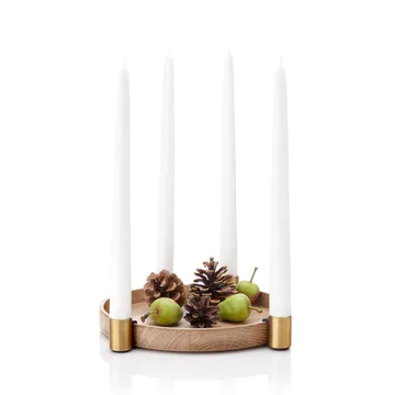 Candelabro dell'Avvento Luna - rovere, ottone - Applicata