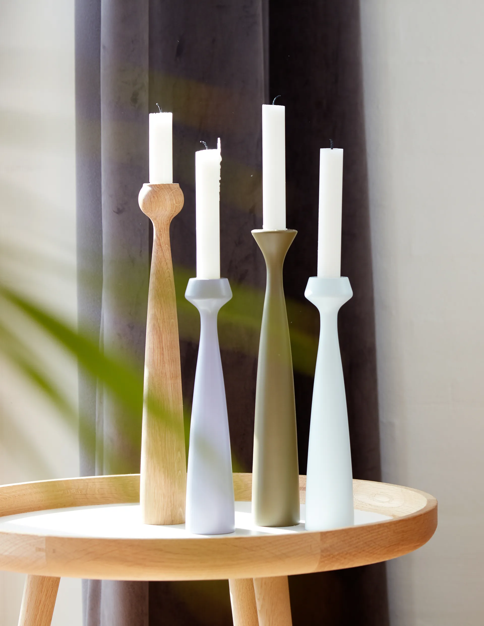 Candeliere Blossom Tulip 33,5 cm, Oiled oak Applicata