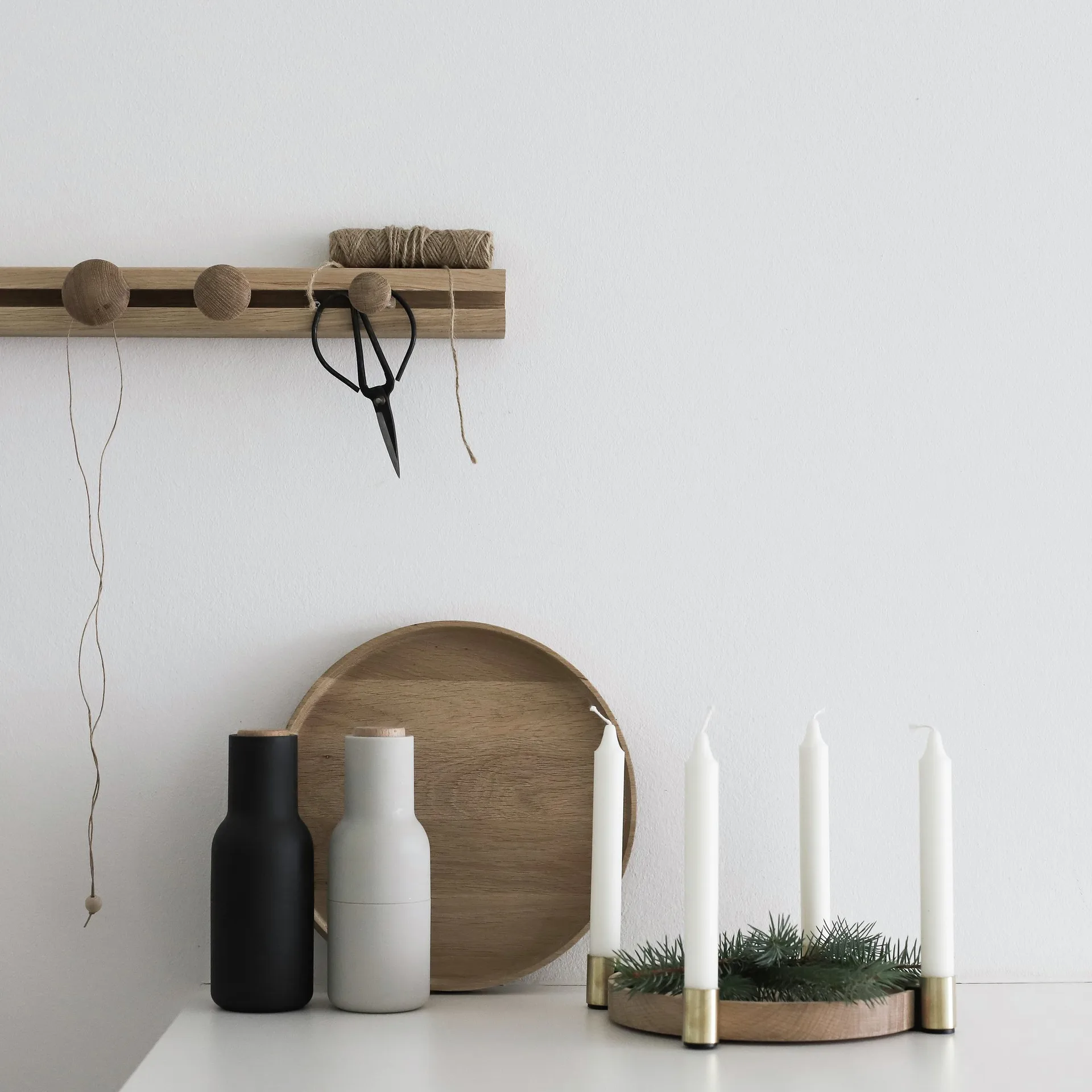 Portacandele Luna maxi, Rovere-ottone Applicata