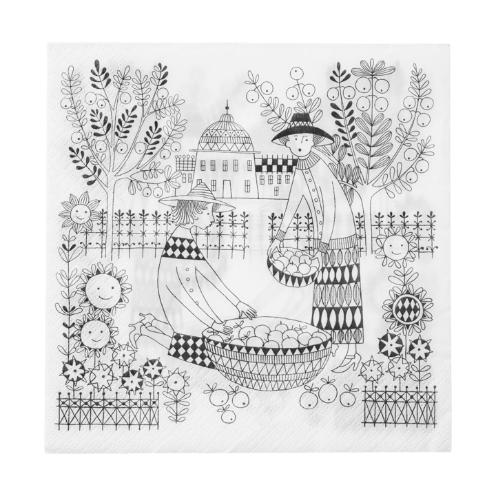 Tovaglioli di carta Emilia 33x33 cm confezione da 20 - Bianco-nero - Arabia