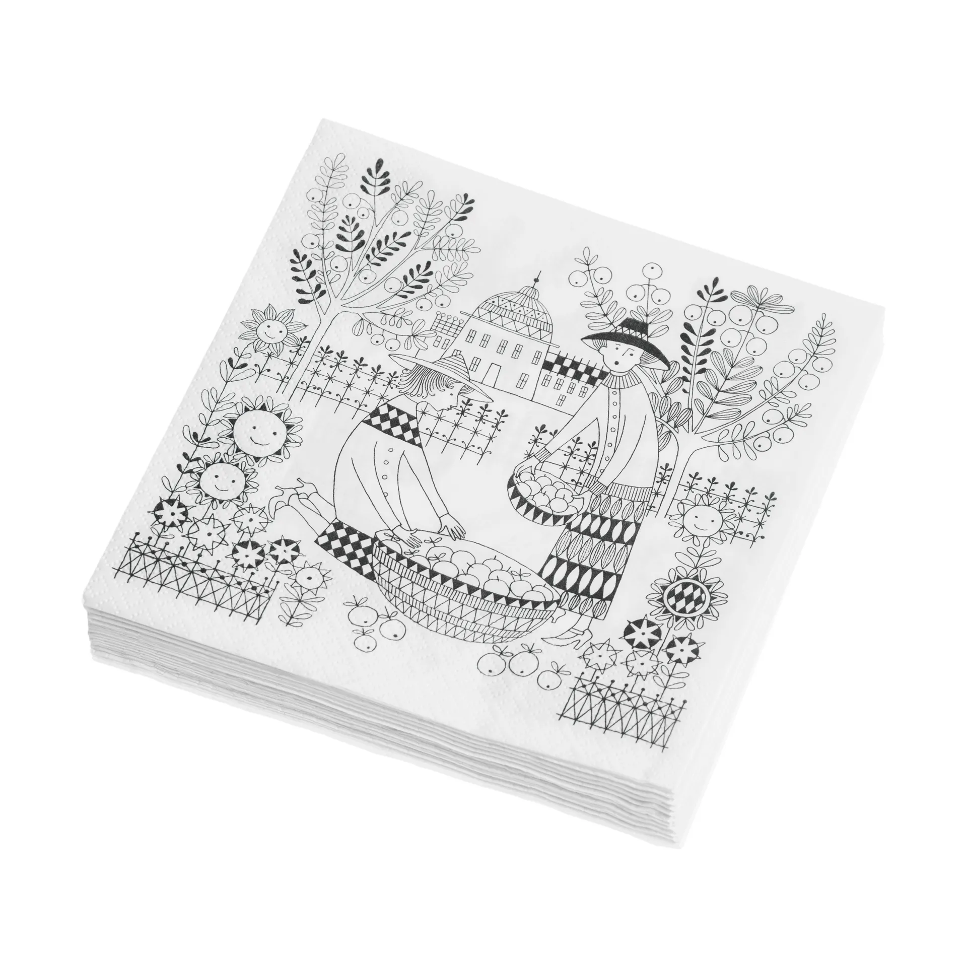 Tovaglioli di carta Emilia 33x33 cm confezione da 20, Bianco-nero Arabia