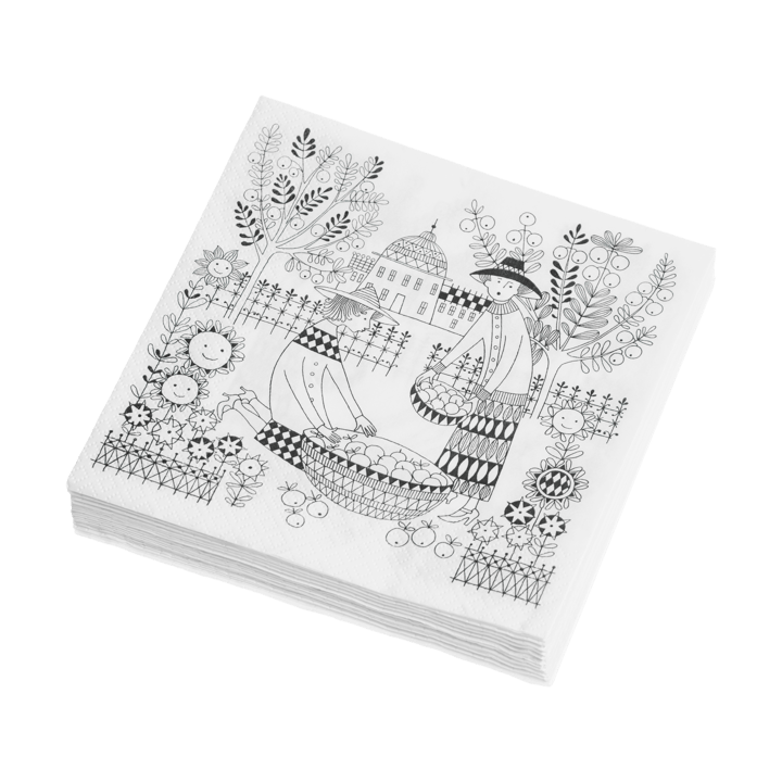 Tovaglioli di carta Emilia 33x33 cm confezione da 20, Bianco-nero Arabia