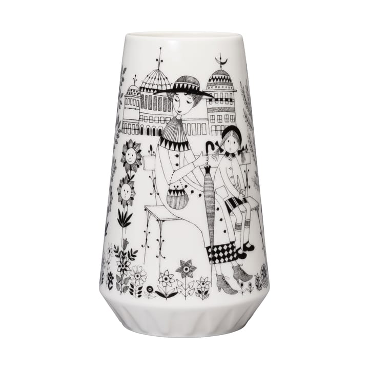 Vaso Emilia 19 cm, Bianco, nero Arabia