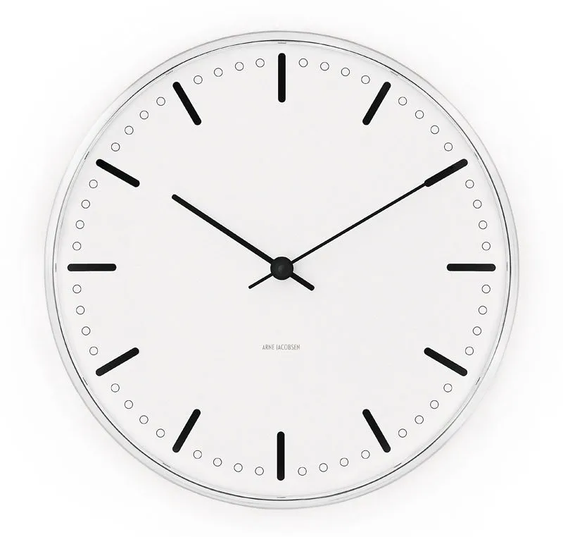 Orologio City Hall Arne Jacobsen, Bianco, Ø29 cm Arne Jacobsen Clocks