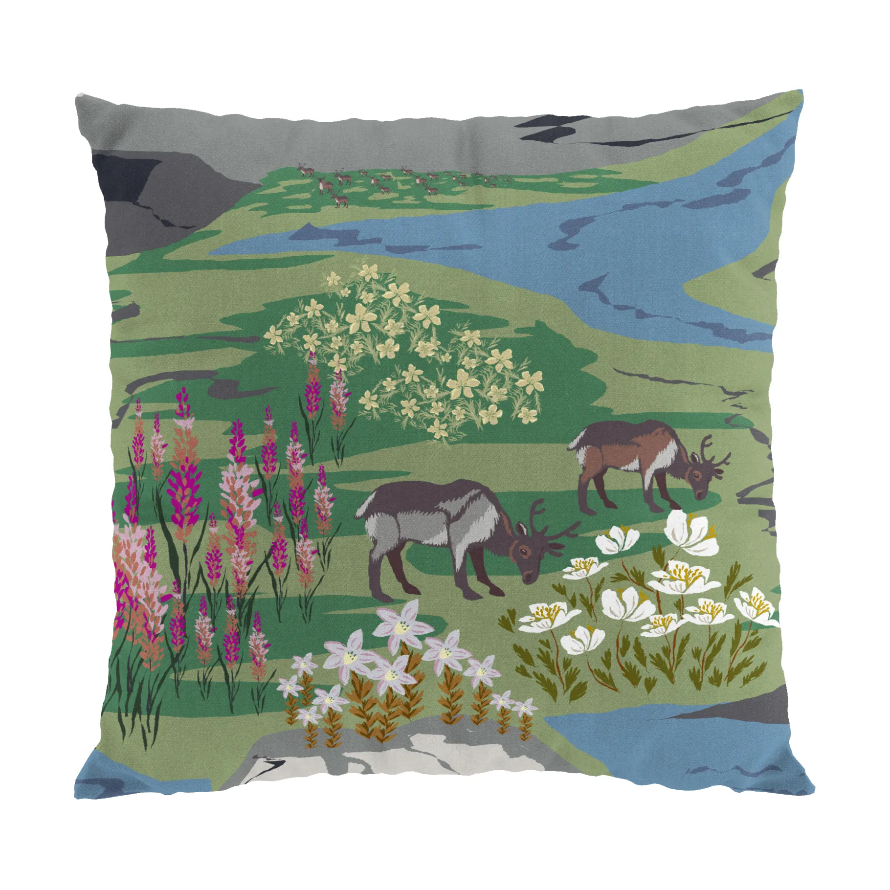 Fodera per cuscino Fjällängar 47x47 cm, Verde Arvidssons Textil