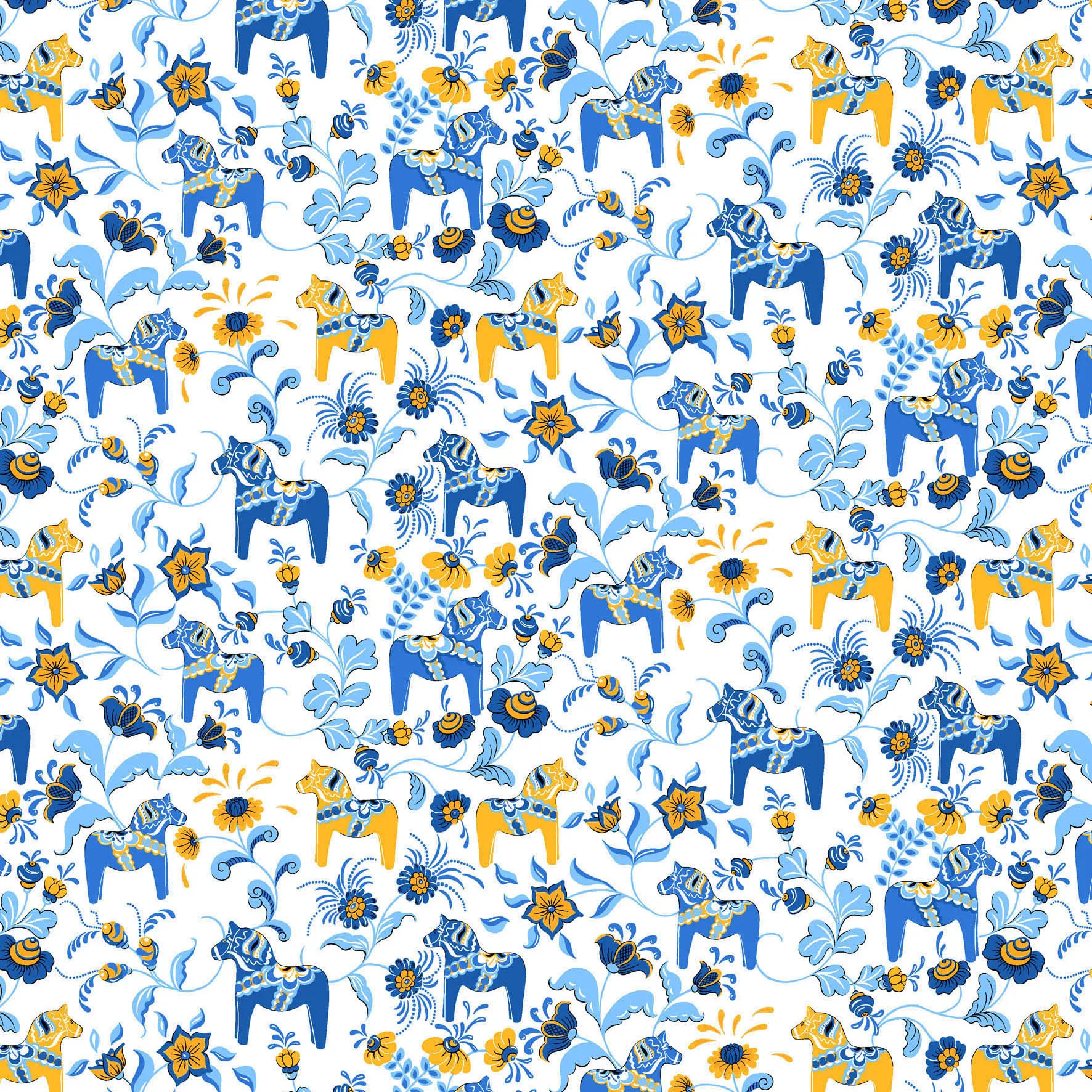 Mini tessuto Leksand, Giallo-blu Arvidssons Textil
