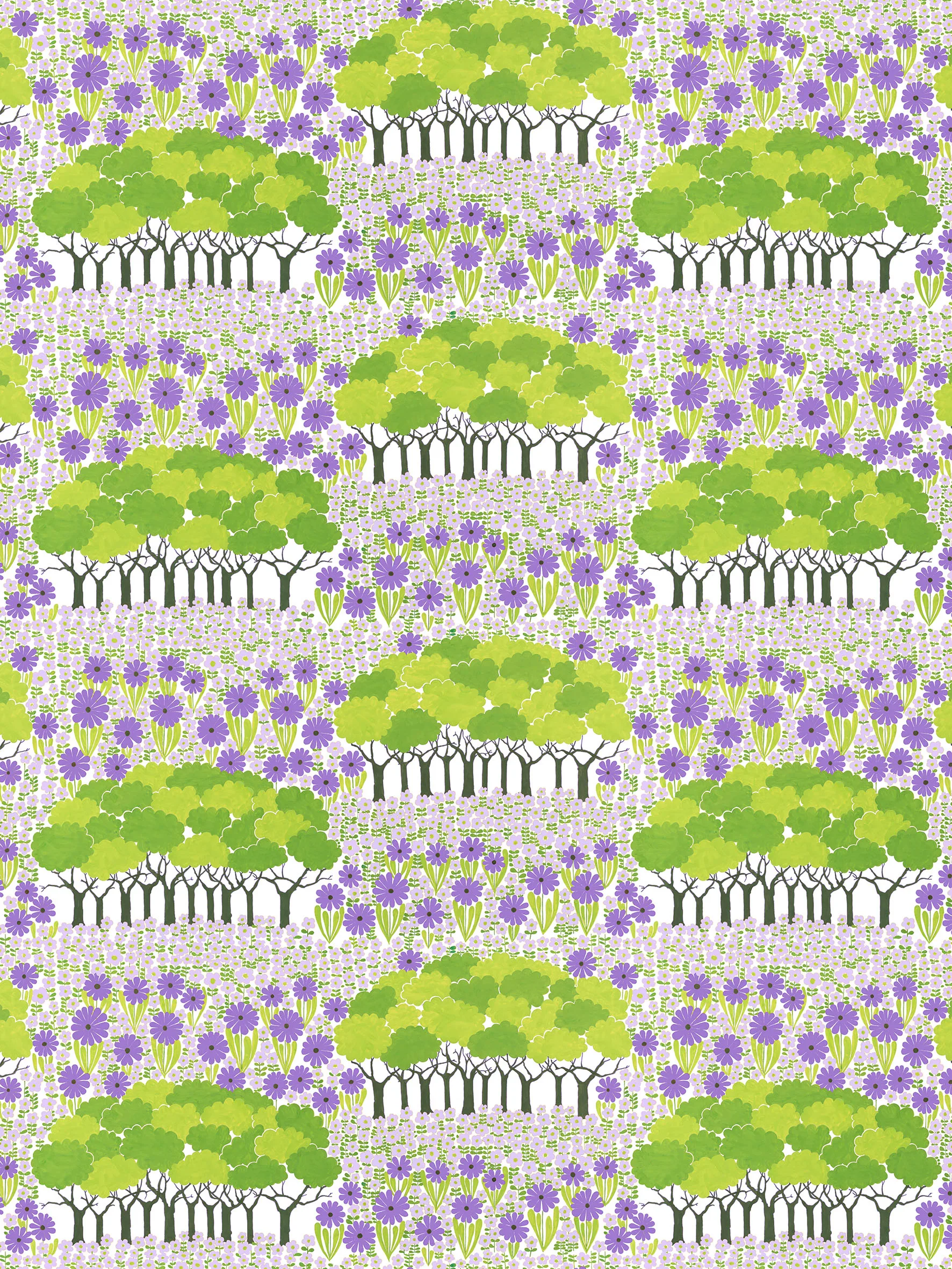 Tessuto Allé , Verde-viola Arvidssons Textil