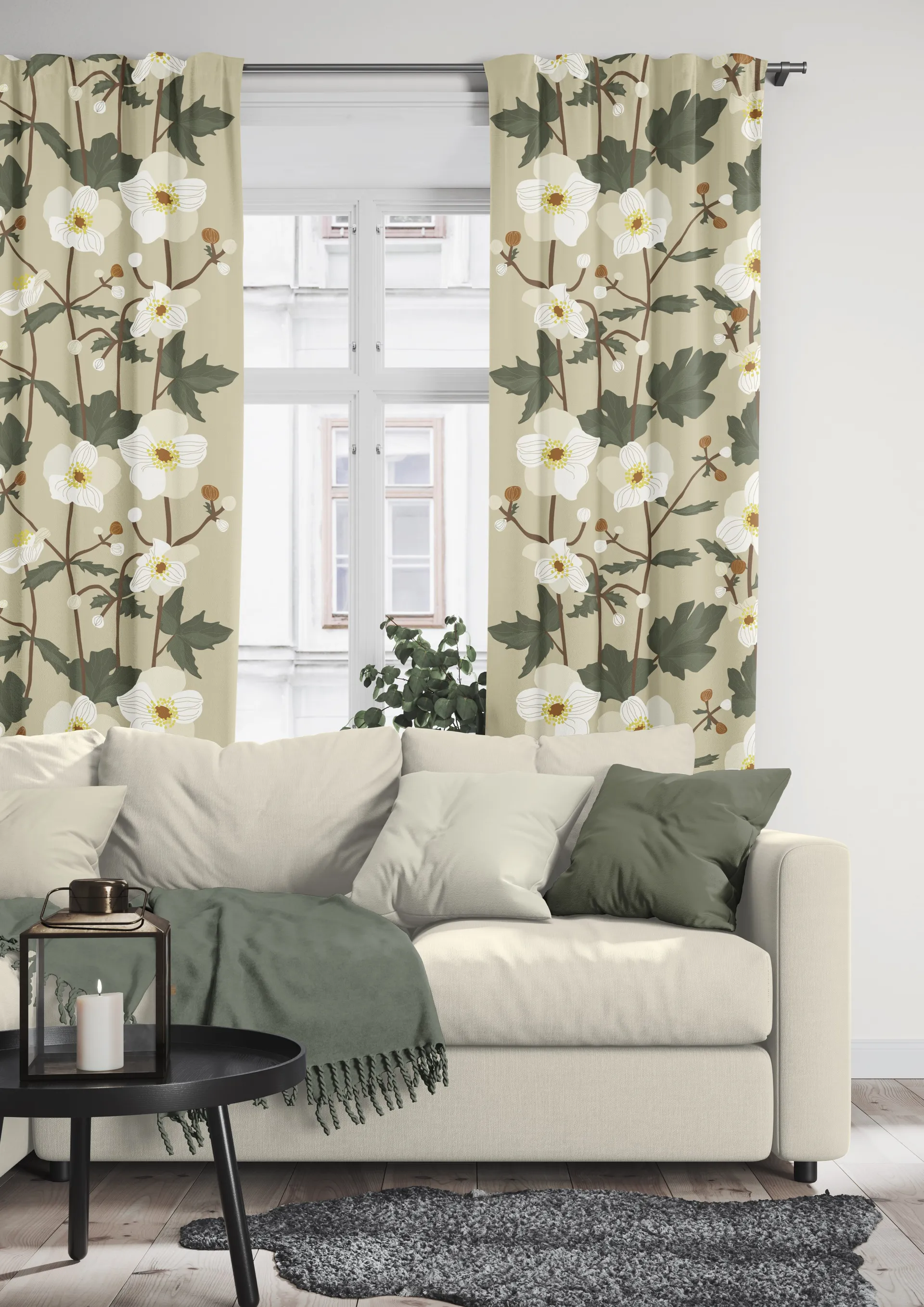 Tessuto Anemone, Beige Arvidssons Textil