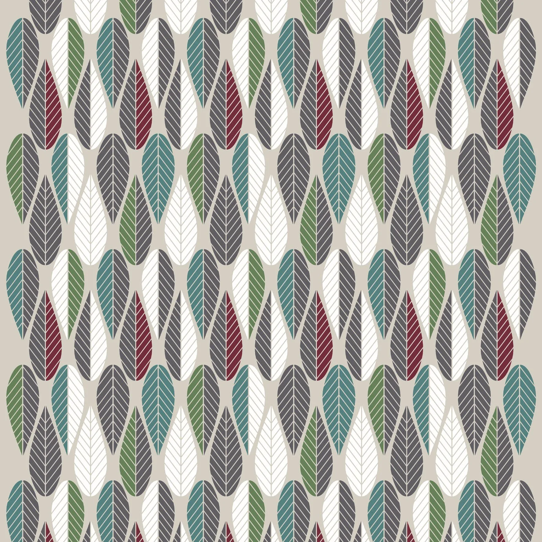 Tessuto Blader, bordeaux - verde - grigio Arvidssons Textil