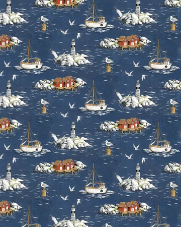 Tessuto Fiskeskär - Blu - Arvidssons Textil