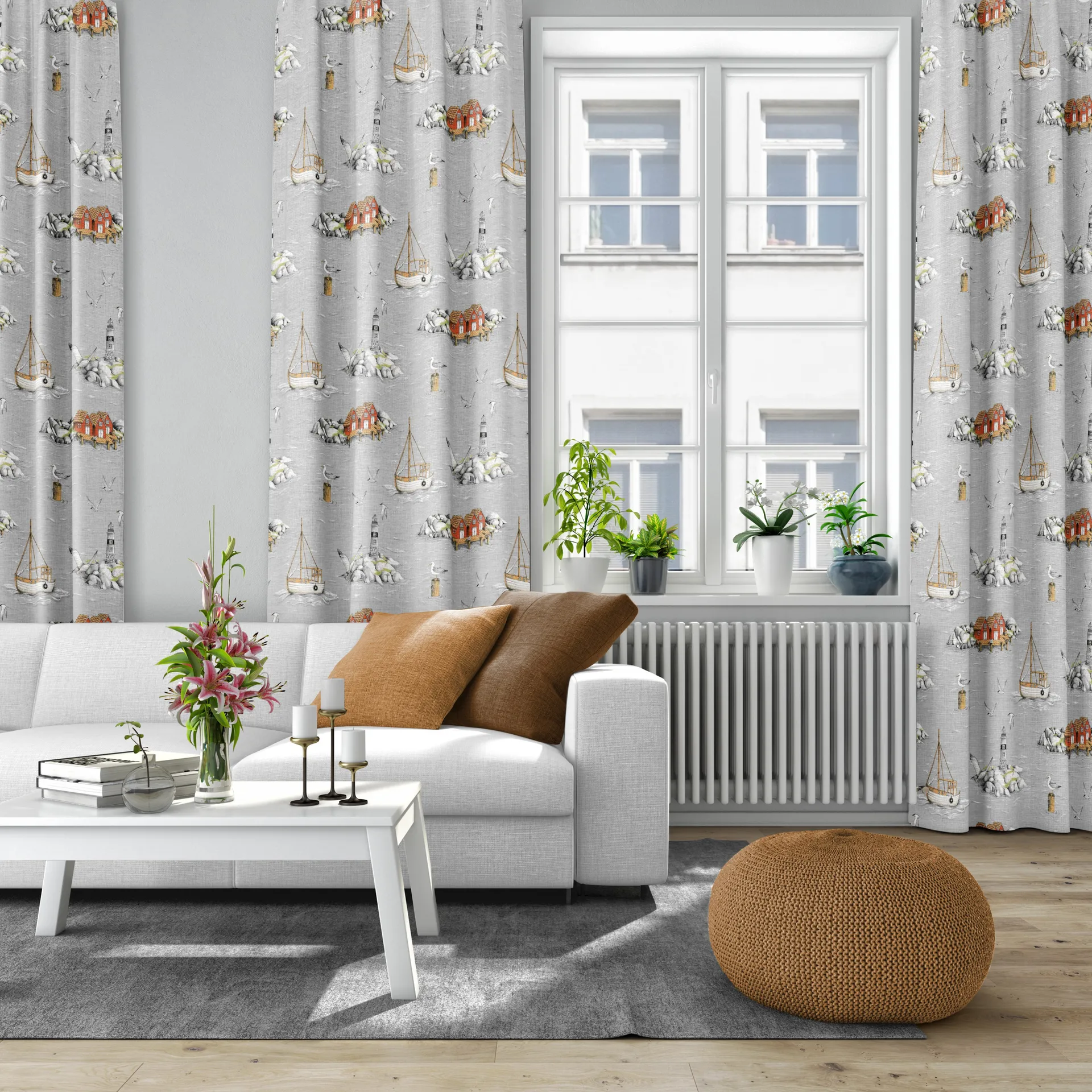 Tessuto Fiskeskär, grigio Arvidssons Textil