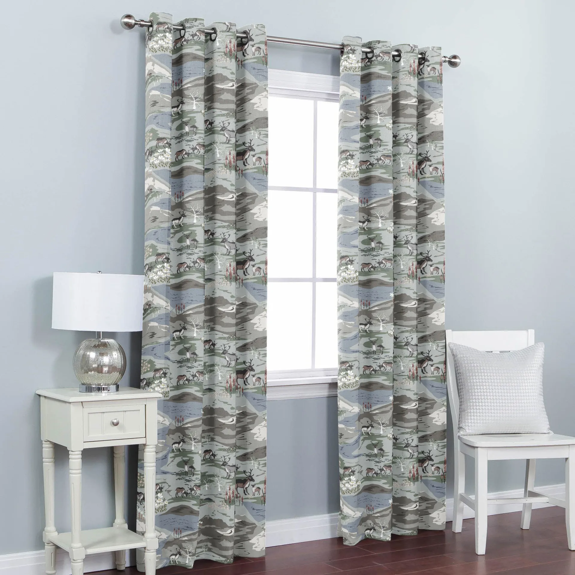 Tessuto Fjällängar, Grigio/verde Arvidssons Textil