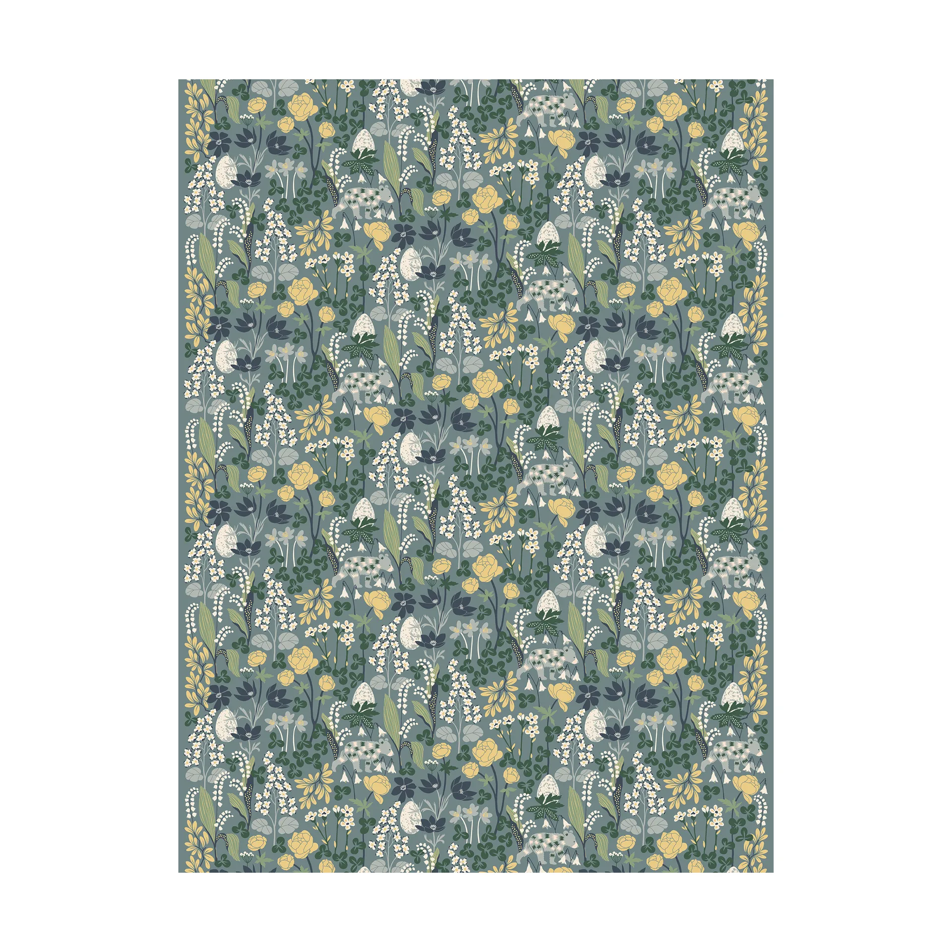 Tessuto "Här sover ingen björn", Turchese Arvidssons Textil