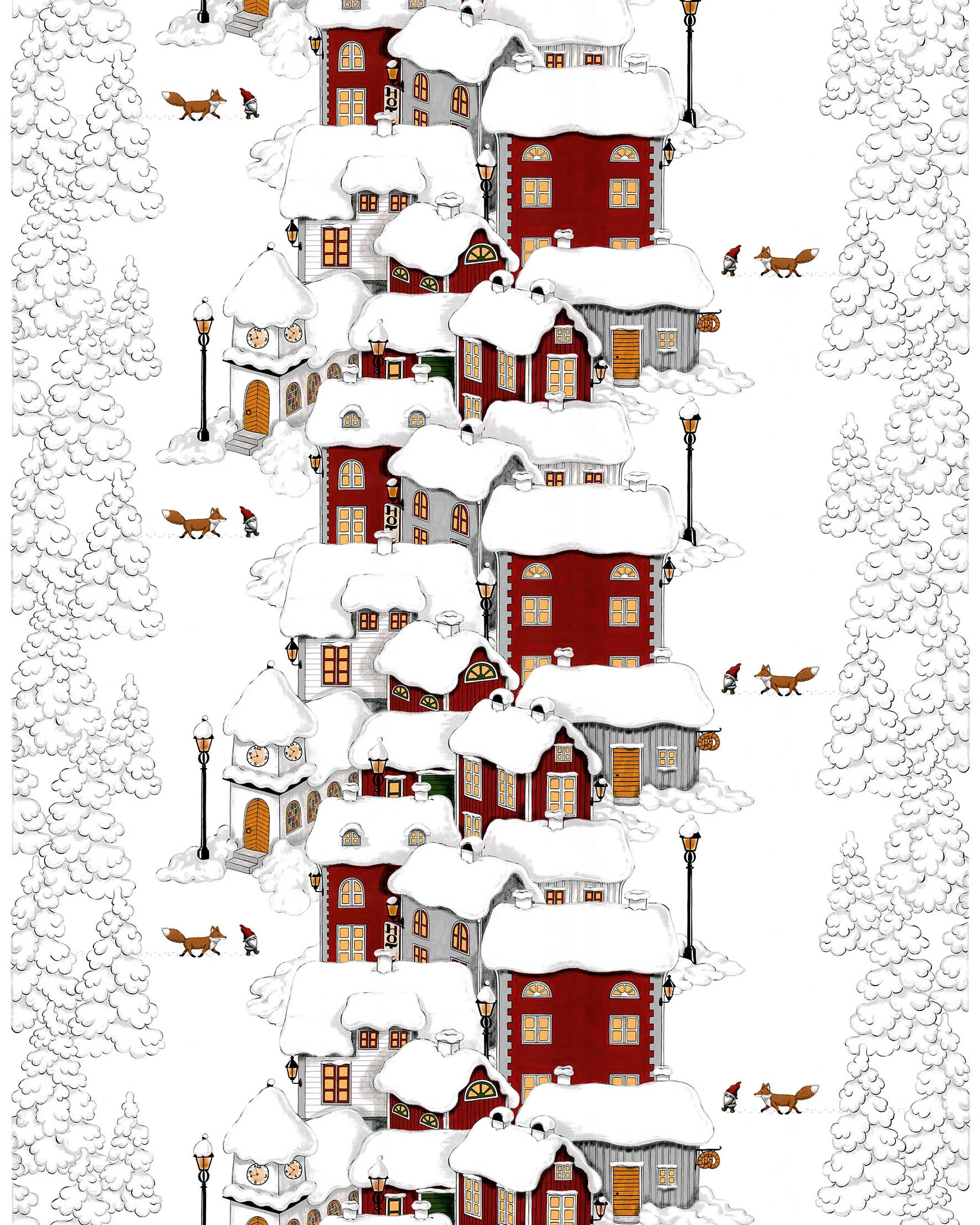 Tessuto Mikkel, Bianco sporco, grigio, rosso Arvidssons Textil