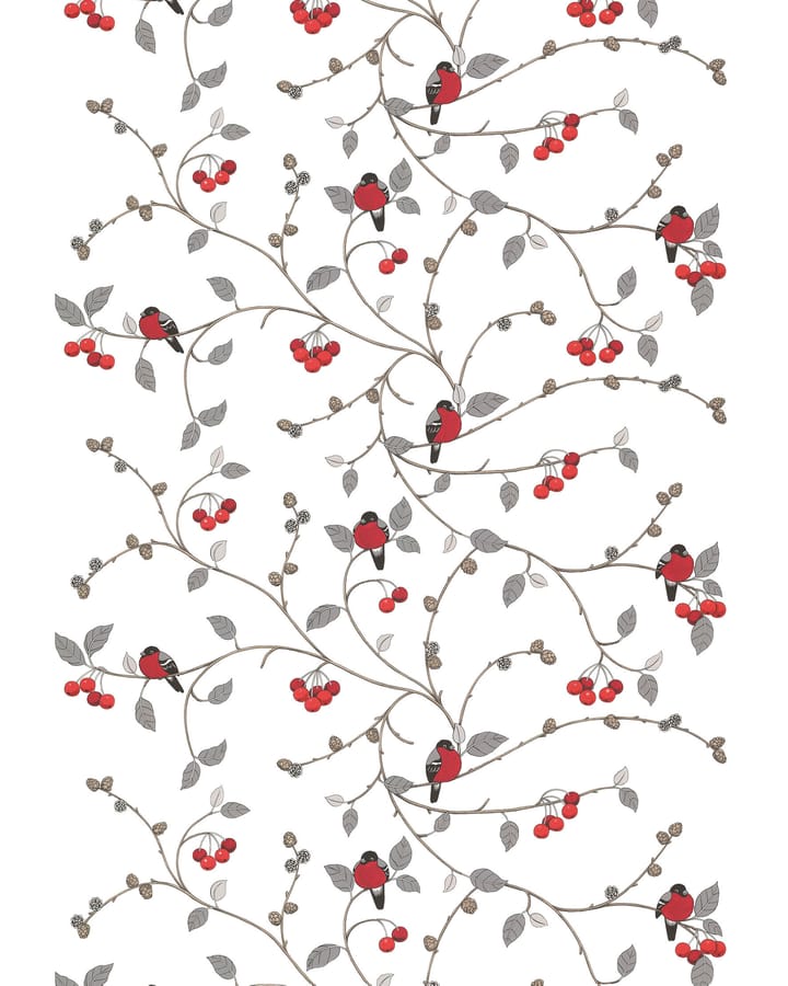 Tessuto Paradisäpplen - Bianco sporco, grigio, rosso - Arvidssons Textil