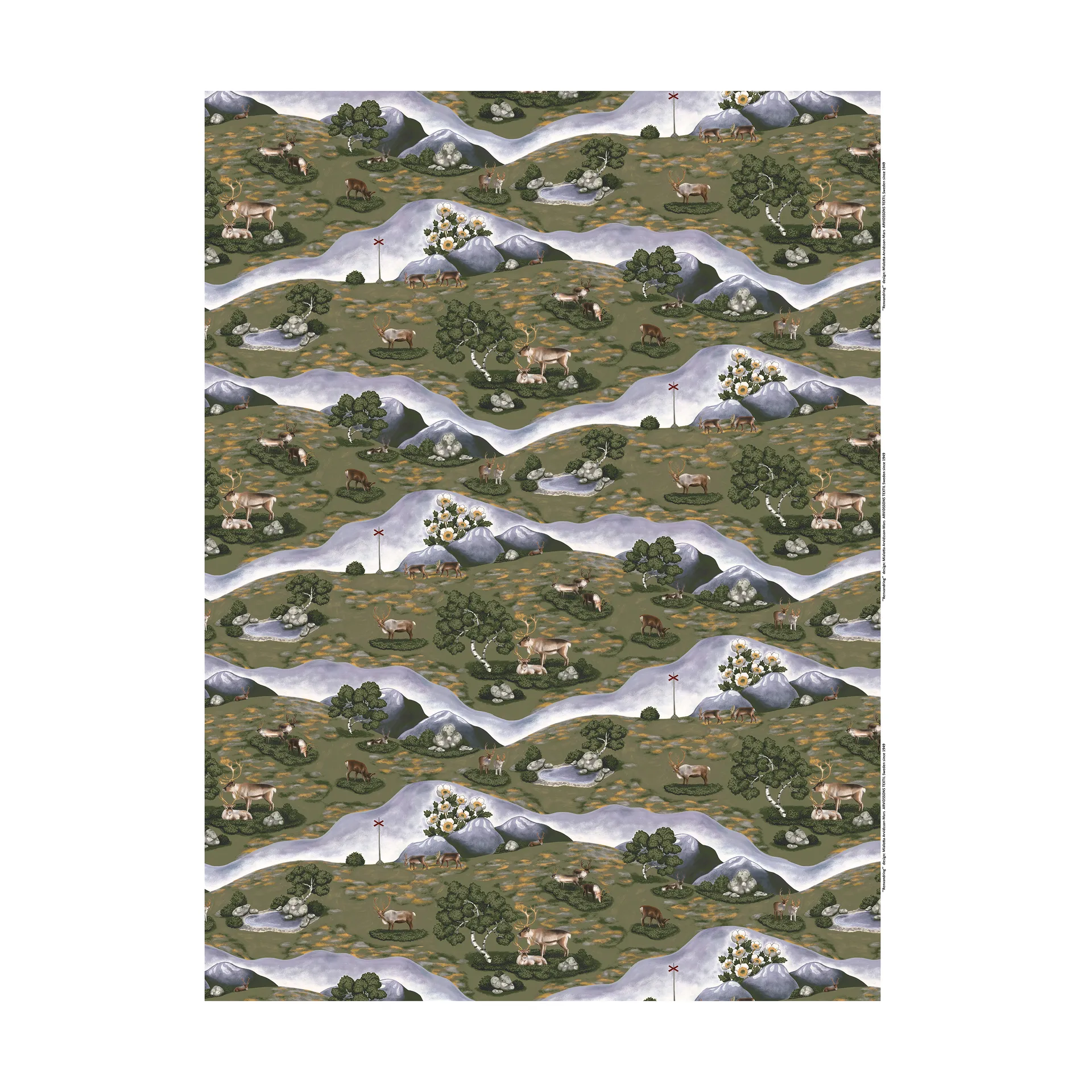 Tessuto Renvandring, Verde scuro Arvidssons Textil