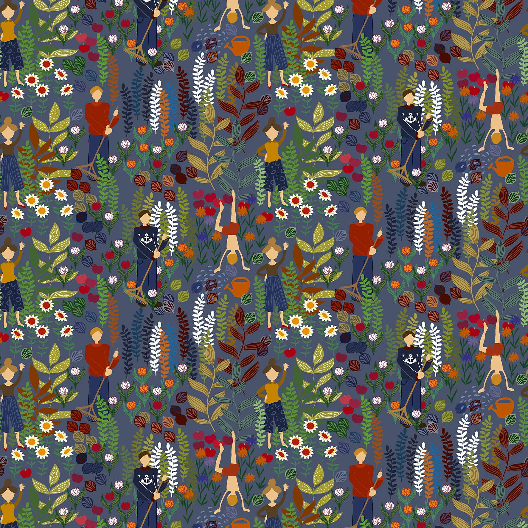 Tessuto Trädgård , blu Arvidssons Textil