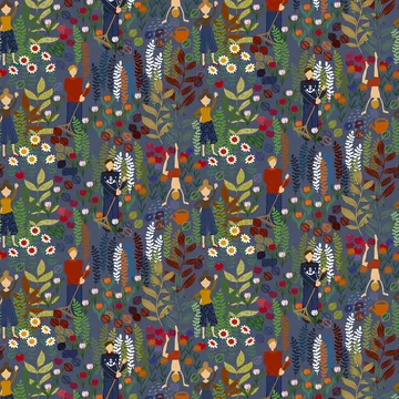 Tessuto Trädgård  - blu - Arvidssons Textil