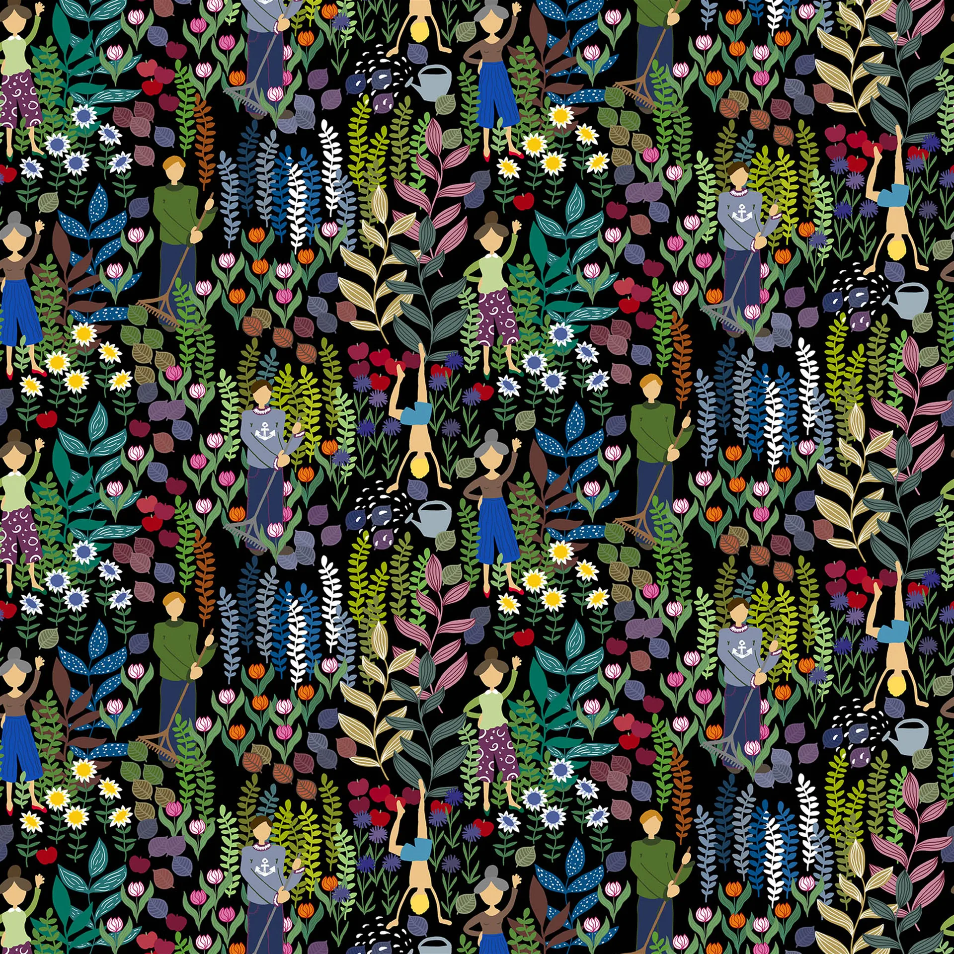 Tessuto Trädgård , nero Arvidssons Textil