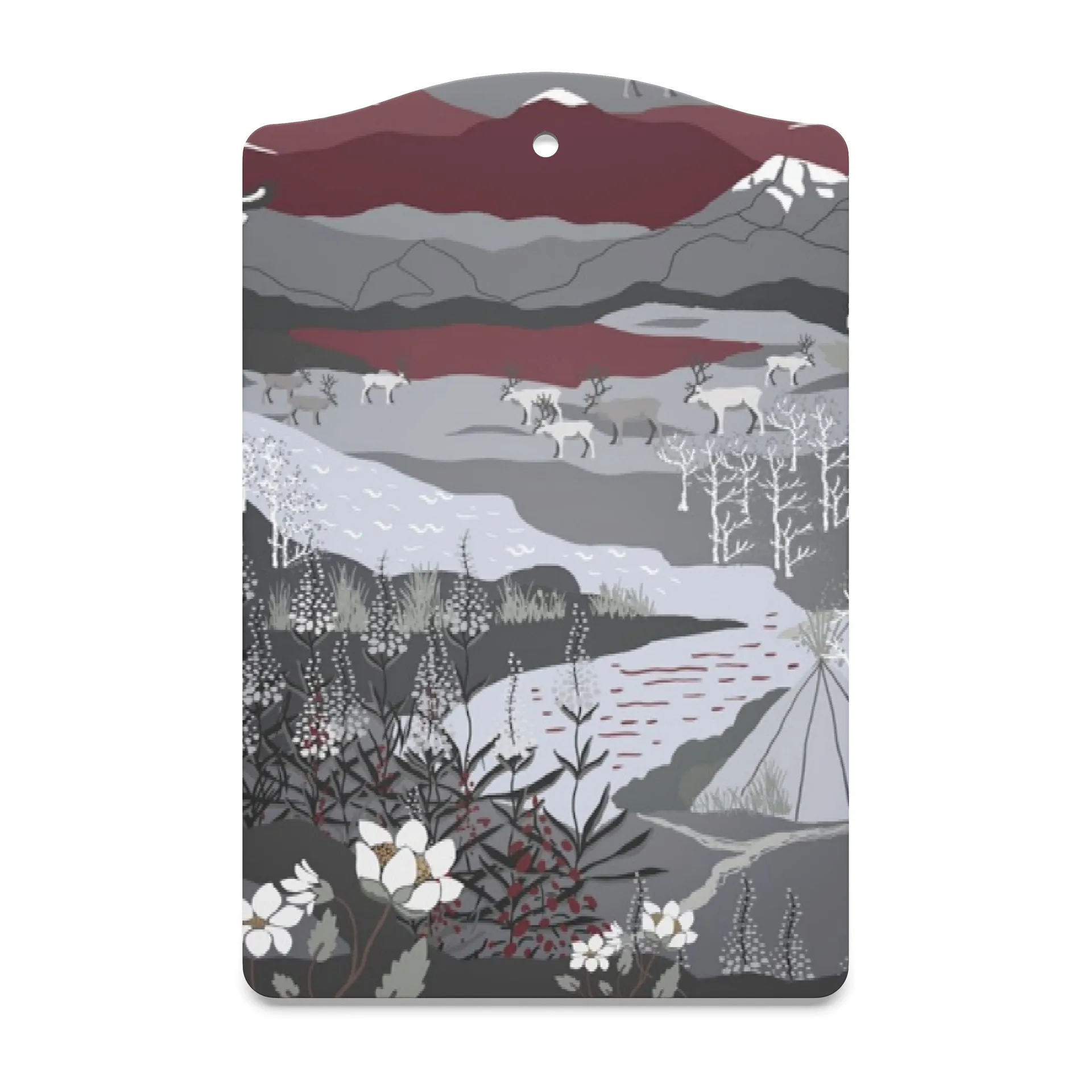 Vassoio da portata Fjällvandring, 20x30 cm, Grigio, rosso vino Arvidssons Textil