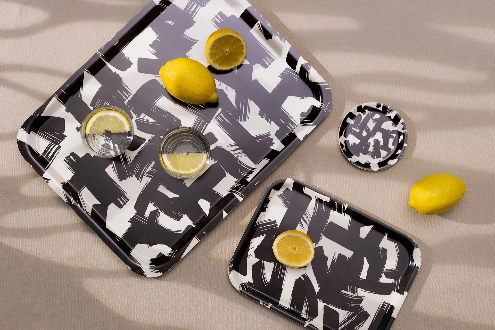 Sottobicchiere Kryss Ø 11 cm, confezione da 4, Bianco e nero Åry Home