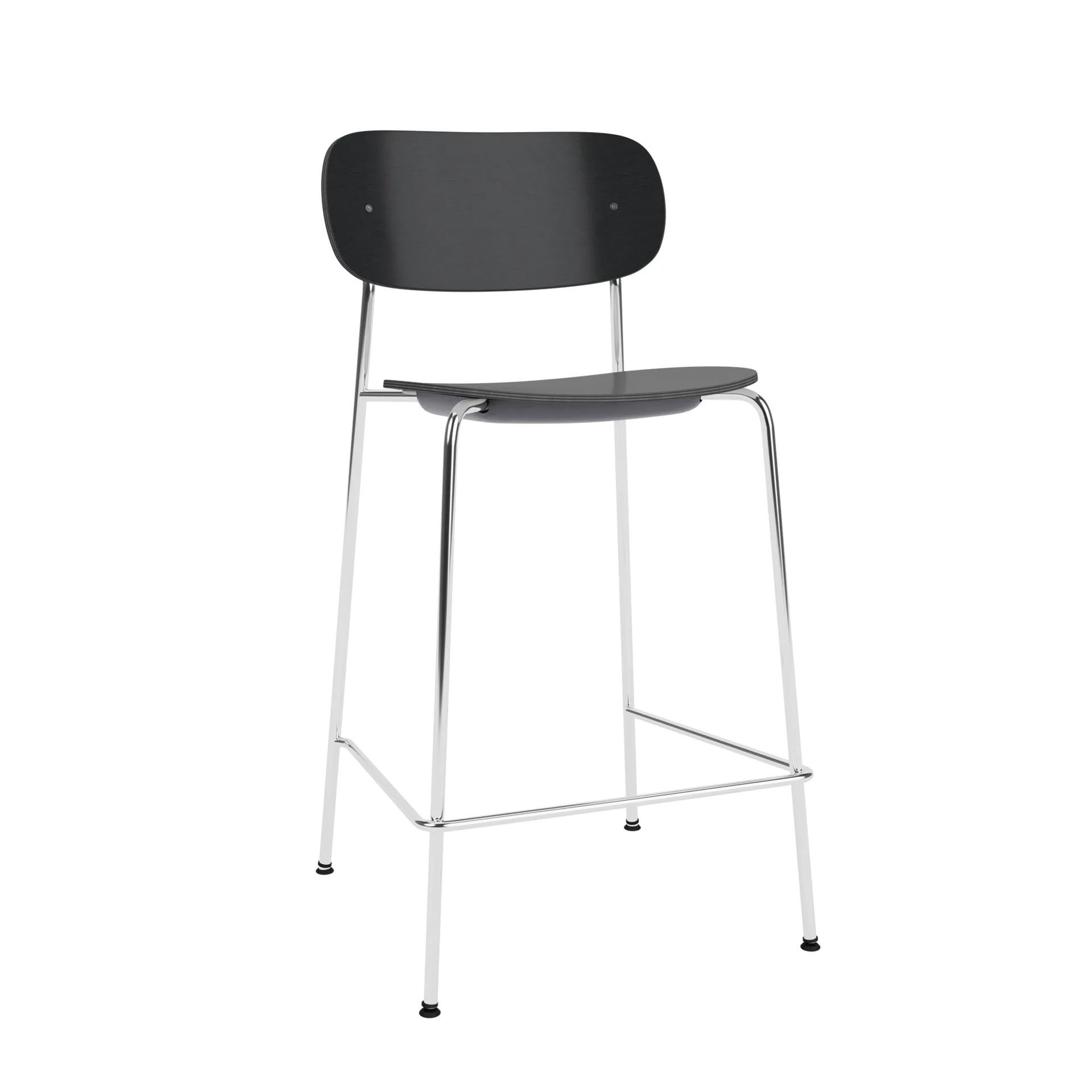 Co Bar Chair sedia da bar, Rovere nero-acciaio cromato, 65 cm Audo Copenhagen