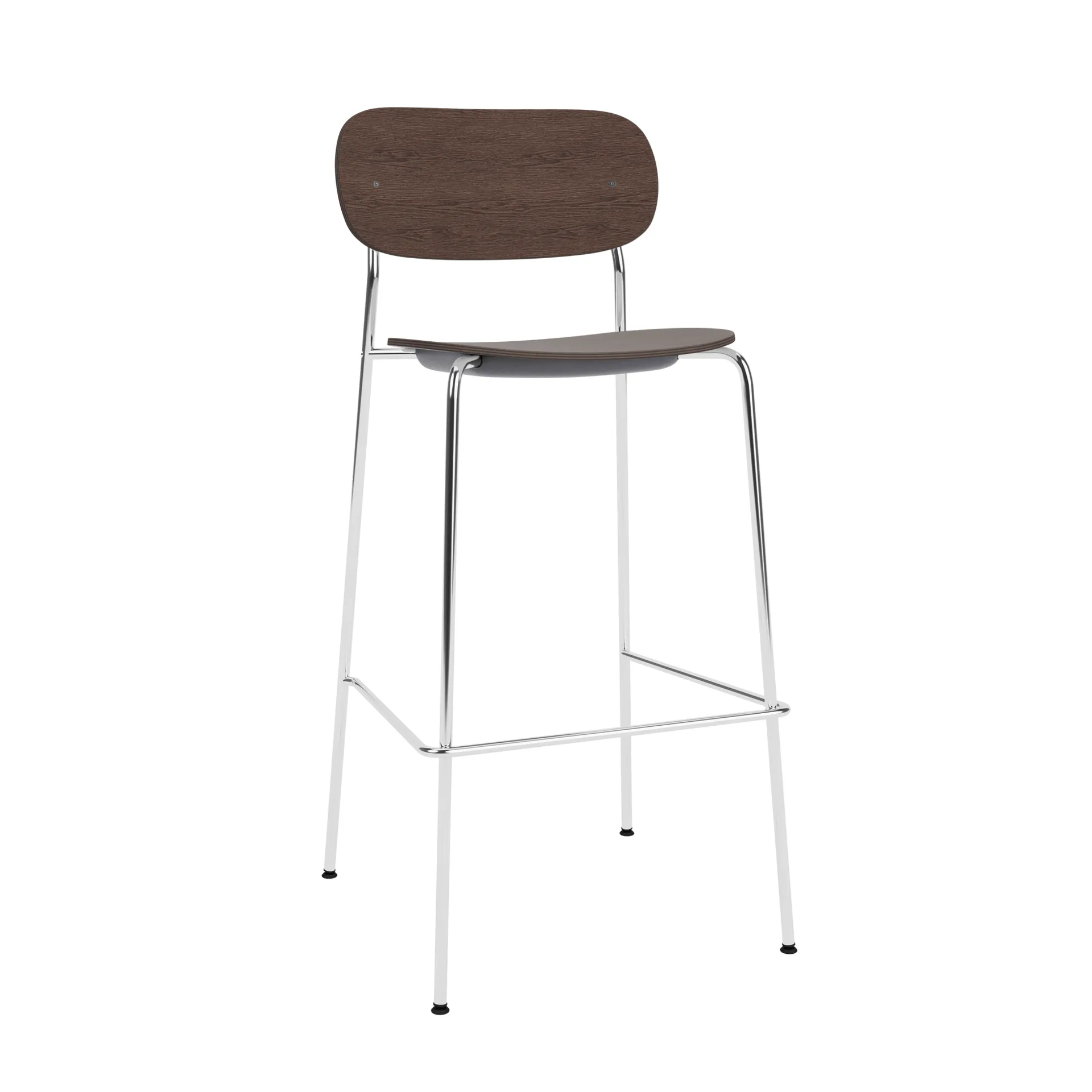 Co Bar Chair sedia da bar, Rovere tinto scuro-acciaio cromato, 75 cm Audo Copenhagen