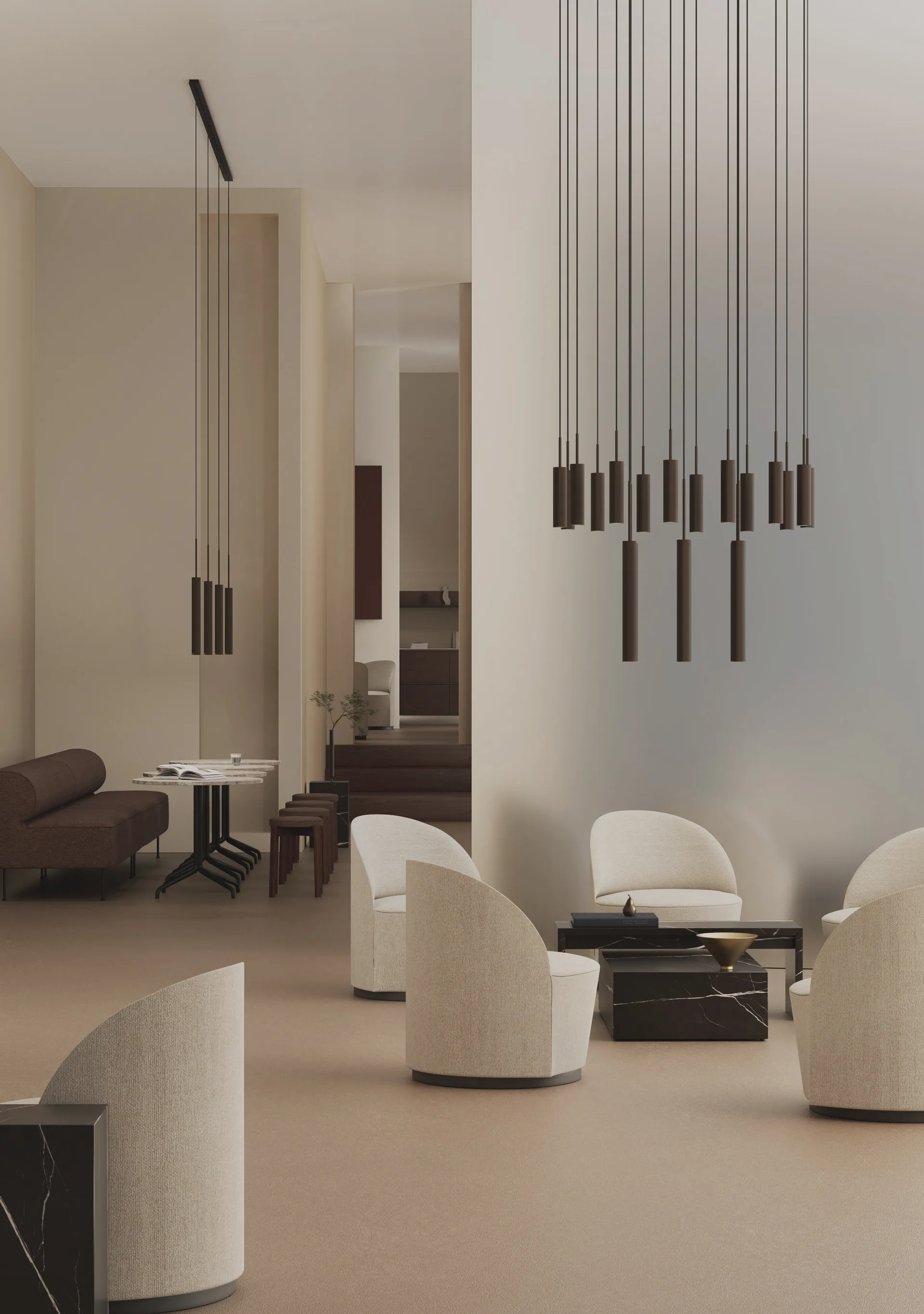 Lampadario Tubulaire 20, Anodized bronzed Audo Copenhagen