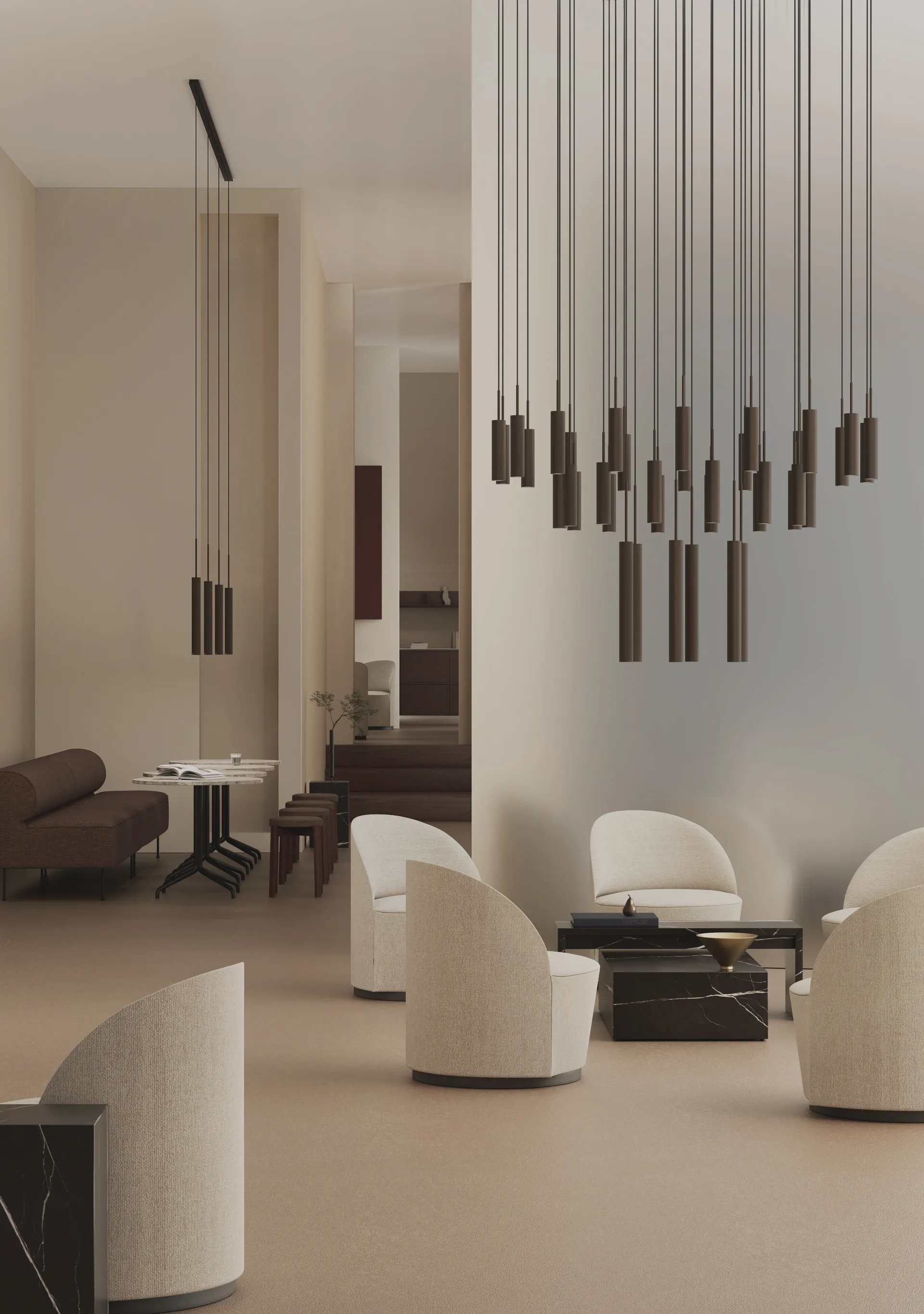 Lampadario Tubulaire 38, Anodized bronzed Audo Copenhagen