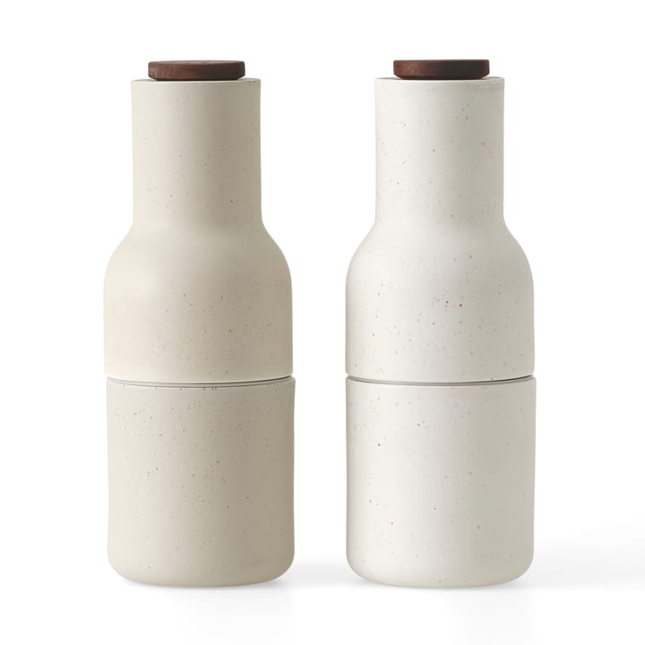 Macina spezie Bottle Grinder confezione da 2 ceramica - Sand (coperchio noce) - Audo Copenhagen