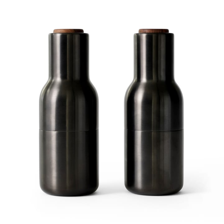 Macina spezie Bottle Grinder confezione da 2 metallo - ottone bronzato (coperchio noce) - Audo Copenhagen