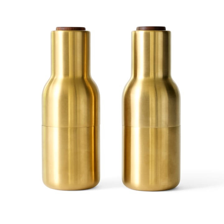 Macina spezie Bottle Grinder confezione da 2 metallo - ottone spazzolato (coperchio noce) - Audo Copenhagen