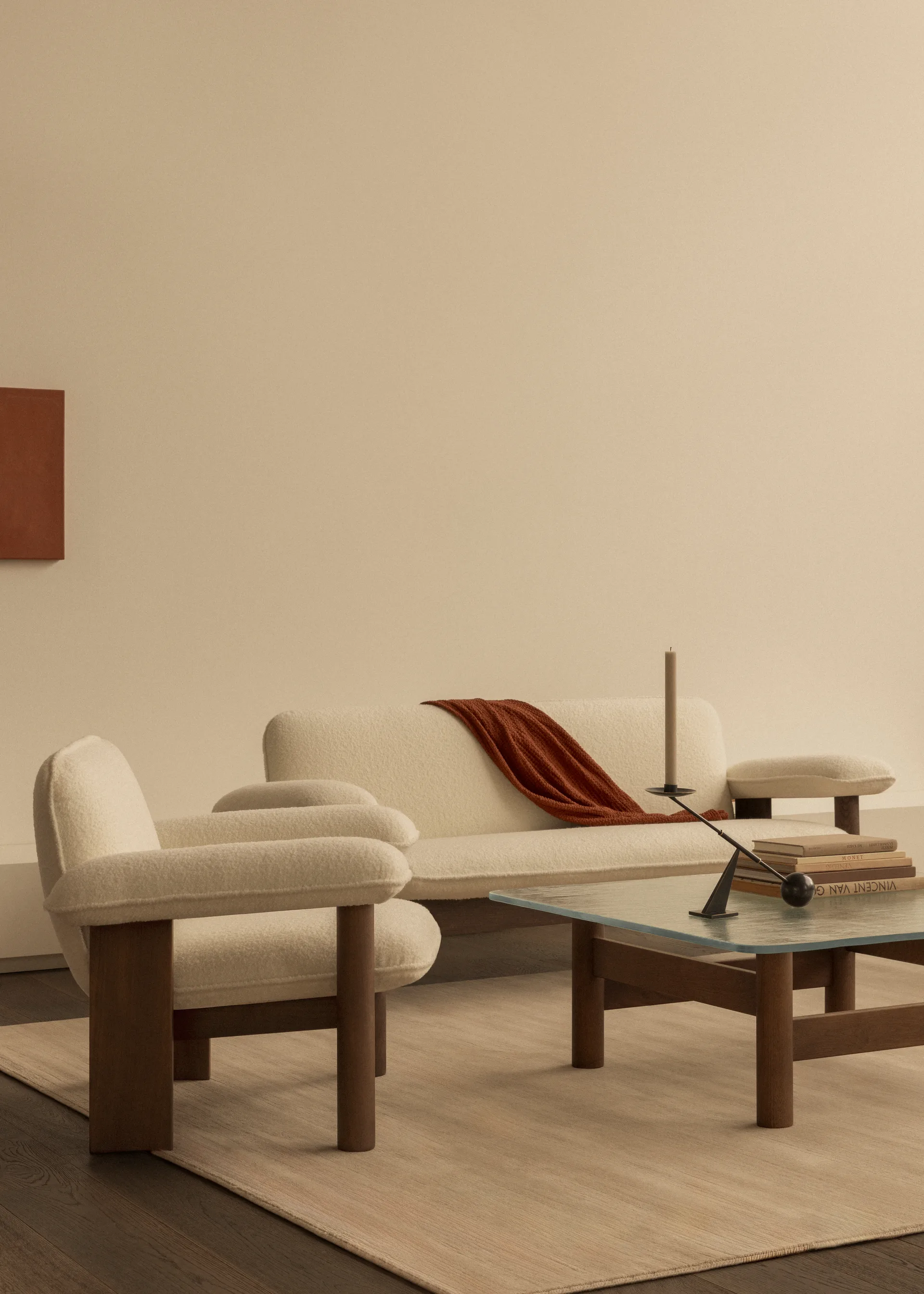 Poltrona Brasilia low back, Natural oak-Nature sheepskin curly Audo Copenhagen