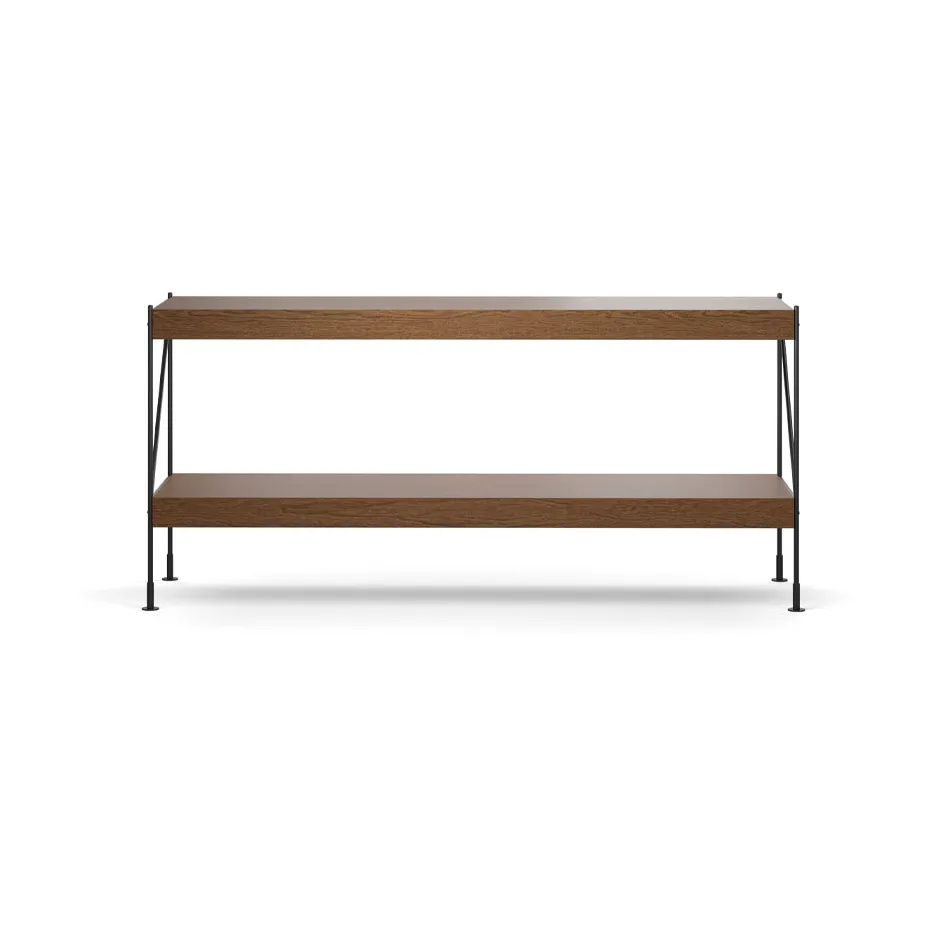 Scaffalatura Zet, rovere tinto nero, 1x2, base in acciaio nero Audo Copenhagen