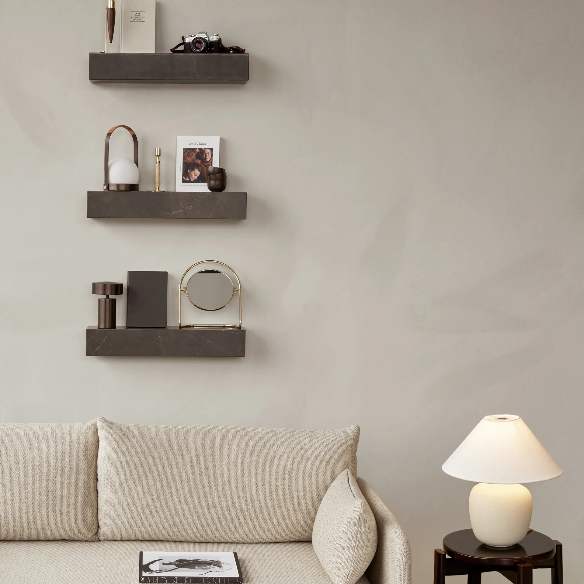 Specchio da tavolo Nimbus 25 cm, Ottone lucidato Audo Copenhagen