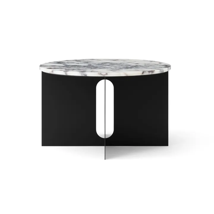 Tavolino Androgyne - Calacatta Viola marmo-acciaio nero, Ø65 cm - Audo Copenhagen