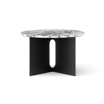 Tavolino Androgyne - Calacatta Viola marmo-acciaio nero, Ø65 cm - Audo Copenhagen