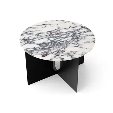 Tavolino Androgyne - Calacatta Viola marmo-acciaio nero, Ø65 cm - Audo Copenhagen