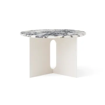 Tavolino Androgyne - Calacatta Viola marmo-ivory acciaio, Ø65 cm - Audo Copenhagen