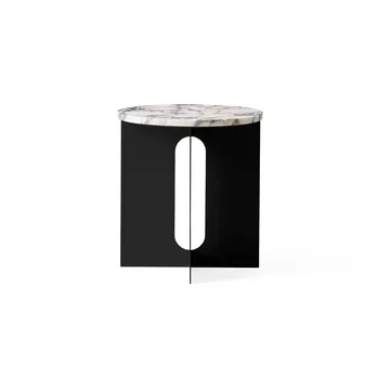 Tavolino Androgyne - Calacatta Viola marmo-nero acciaio, Ø42 cm - Audo Copenhagen