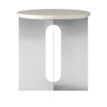 Tavolino Androgyne - Crystal Rose marmo-acciaio spazzolato, Ø42 cm - Audo Copenhagen
