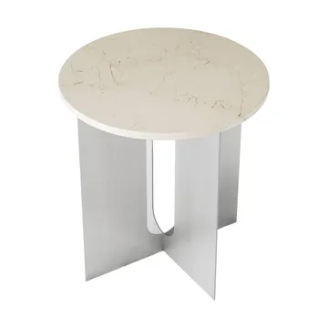 Tavolino Androgyne - Crystal Rose marmo-acciaio spazzolato, Ø42 cm - Audo Copenhagen