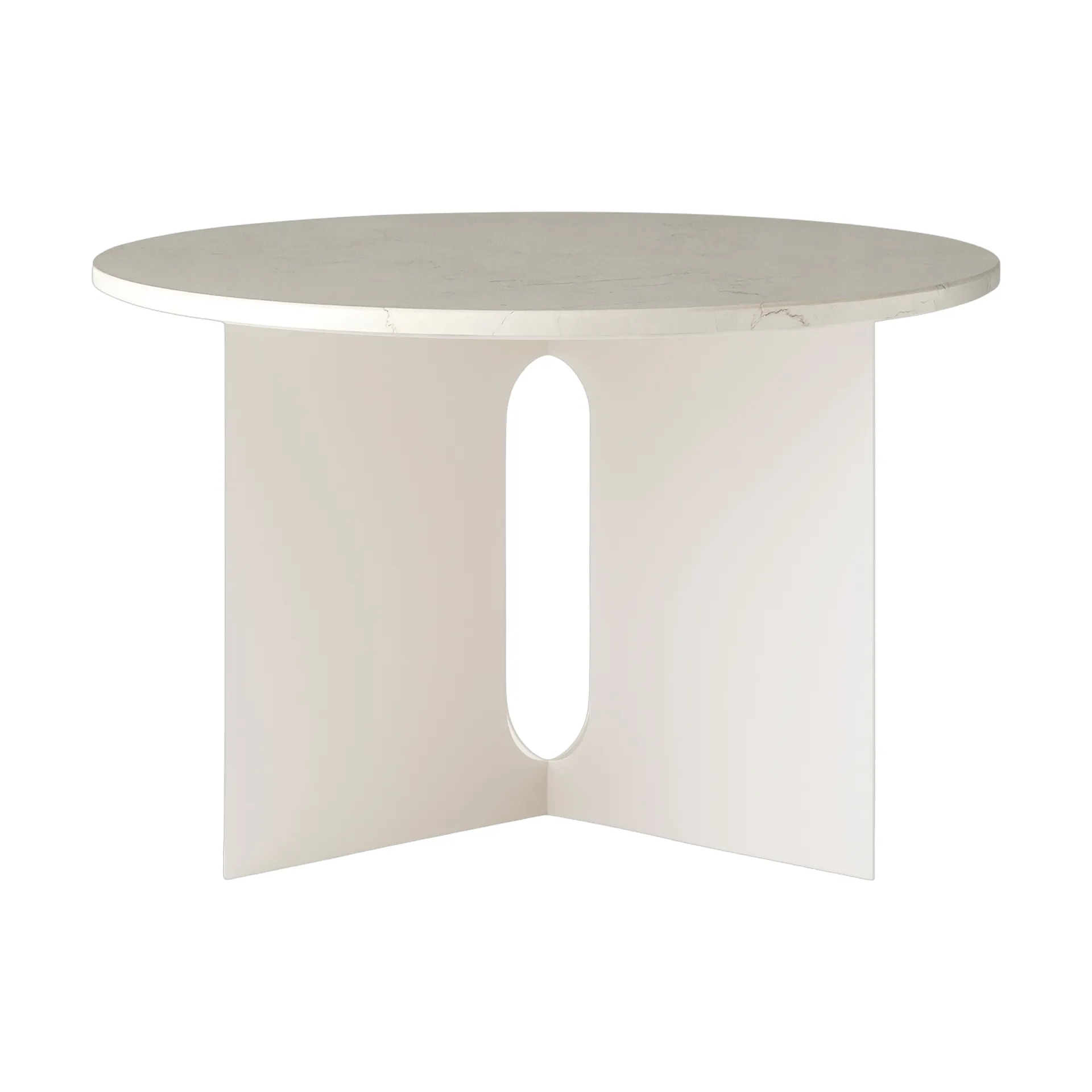 Tavolino Androgyne, Crystal Rose marmo-ivory acciaio, Ø65 cm Audo Copenhagen