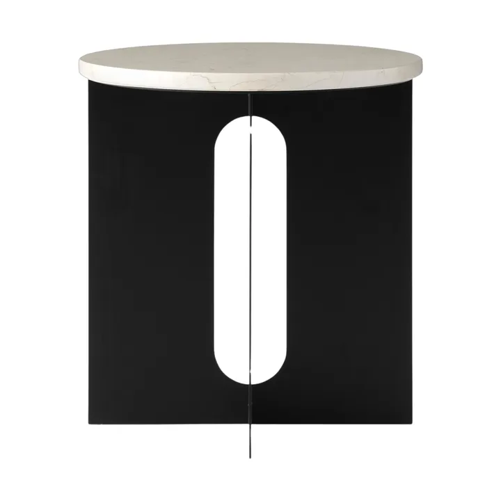 Tavolino Androgyne - Crystal Rose marmo-nero acciaio, Ø42 cm - Audo Copenhagen