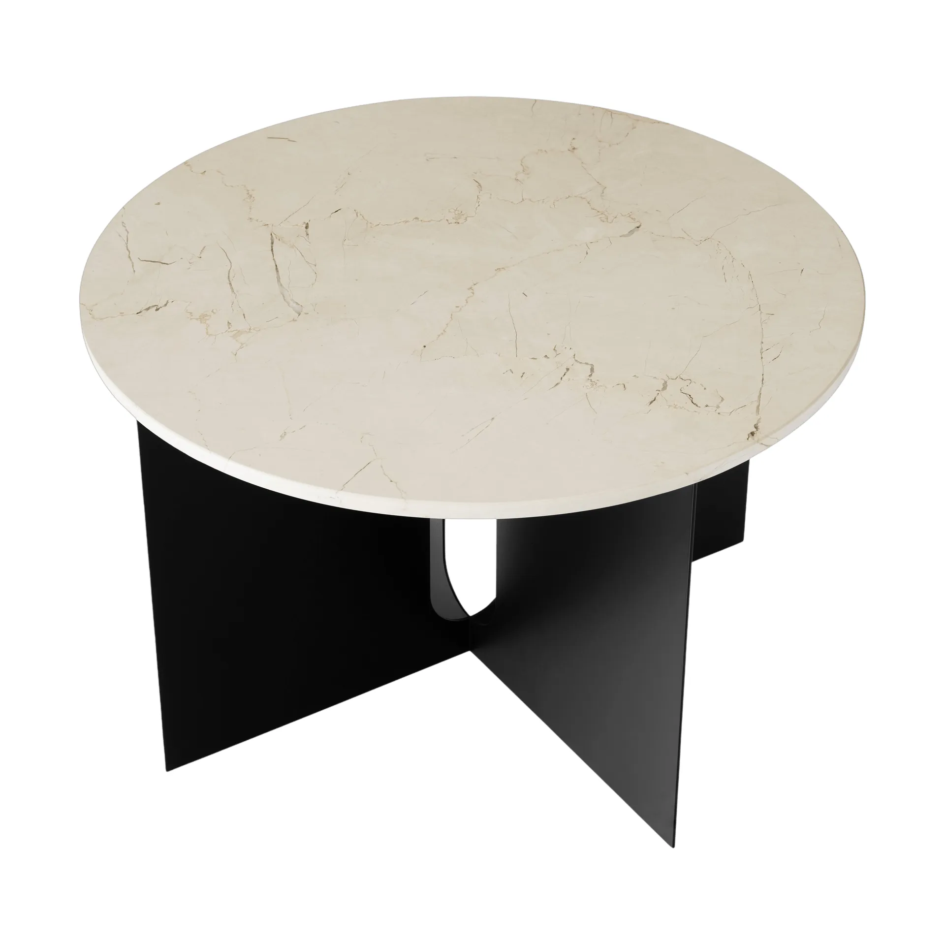 Tavolino Androgyne, Crystal Rose marmo-nero acciaio, Ø65 cm Audo Copenhagen