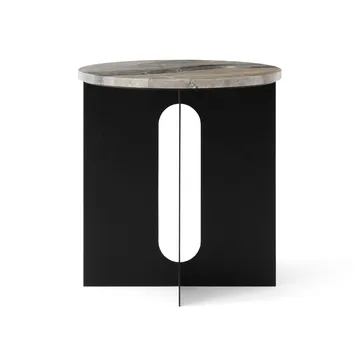 Tavolino Androgyne - Grey Galaxy marmo-acciaio nero, Ø42 cm - Audo Copenhagen
