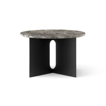 Tavolino Androgyne - Grey Galaxy marmo-acciaio nero, Ø65 cm - Audo Copenhagen