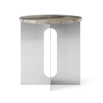 Tavolino Androgyne - Grey Galaxy marmo-acciaio spazzolato, Ø42 cm - Audo Copenhagen