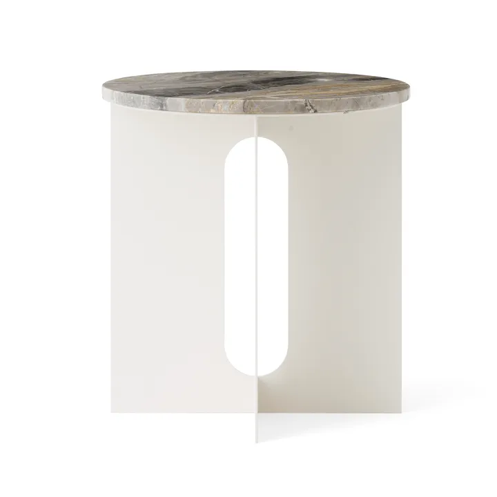 Tavolino Androgyne - Grey Galaxy marmo-ivory acciaio, Ø42 cm - Audo Copenhagen