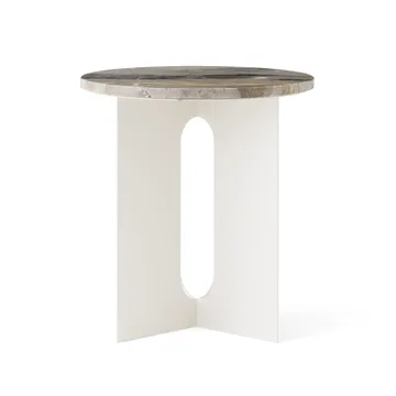 Tavolino Androgyne - Grey Galaxy marmo-ivory acciaio, Ø42 cm - Audo Copenhagen
